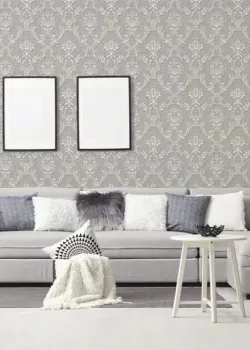 Satin Flowers Z66841 grey cream classic damask patterned wallpaper
