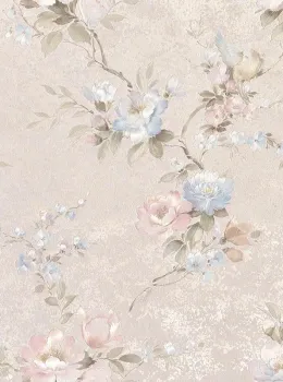 Satin Flowers Z66861 romantic wallpaper with large pastel florals