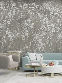 Satin Flowers Z66876 White Floral Wall Panel