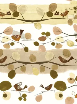 Satin Flowers Z66892 Panneau Mural Branches et Oiseaux Marrons