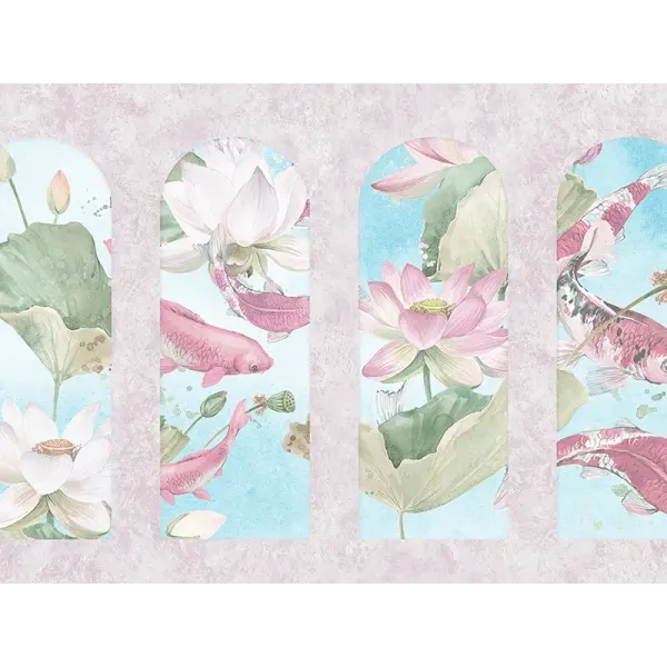 Zambaiti Parati Z66869 Panneau Mural Fleurs Roses Koi