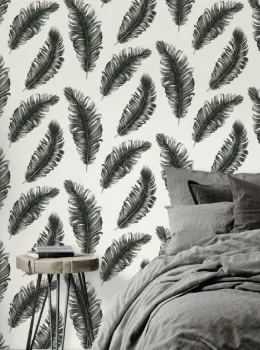 Savana Z77529 Papier Peint à Motif Plume Beige Doux 5m²