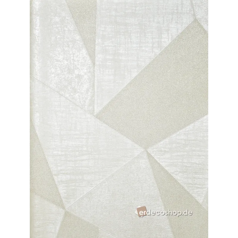 Papier peint de la collection Savana, avec un motif géométrique de triangles et de polygones dans des tons blanc crème