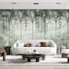 Image du panneau mural Z77572 avec des fenêtres de vitrail arquées et des motifs de plantes suspendues