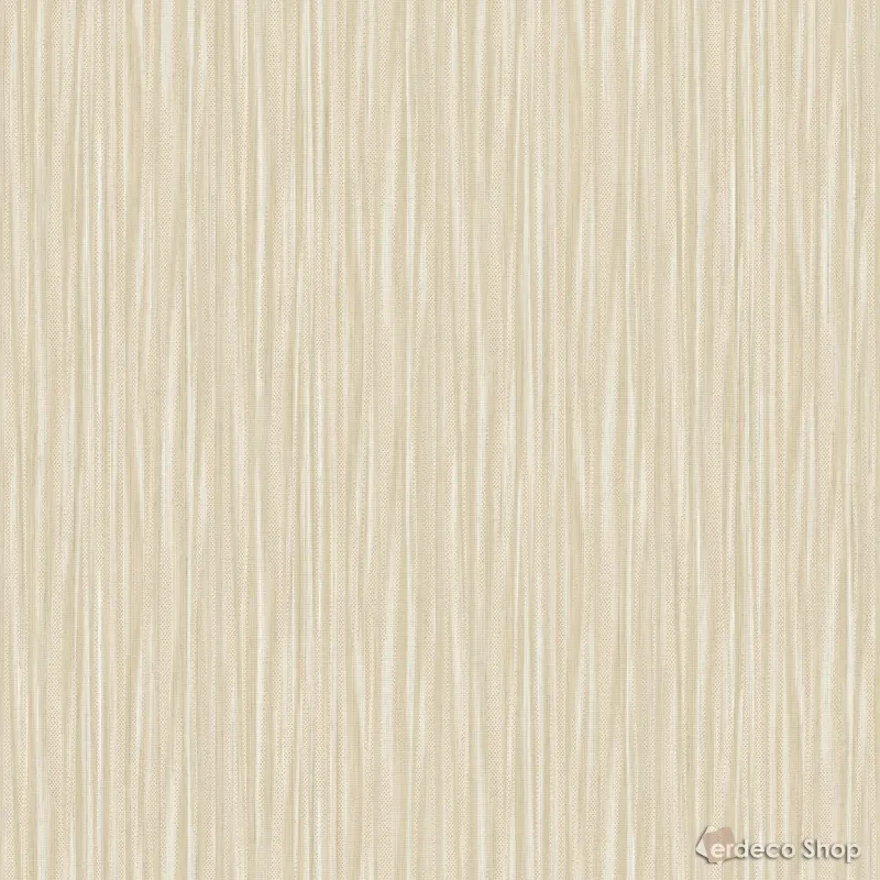Modern vinyl wallpaper with tight, fine vertical stripes in cream beige tones
