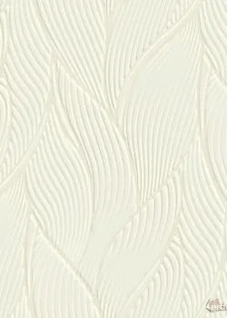 Trussardi 7 Z18906, Embossed Leaf Pattern White Wallpaper, 7m²