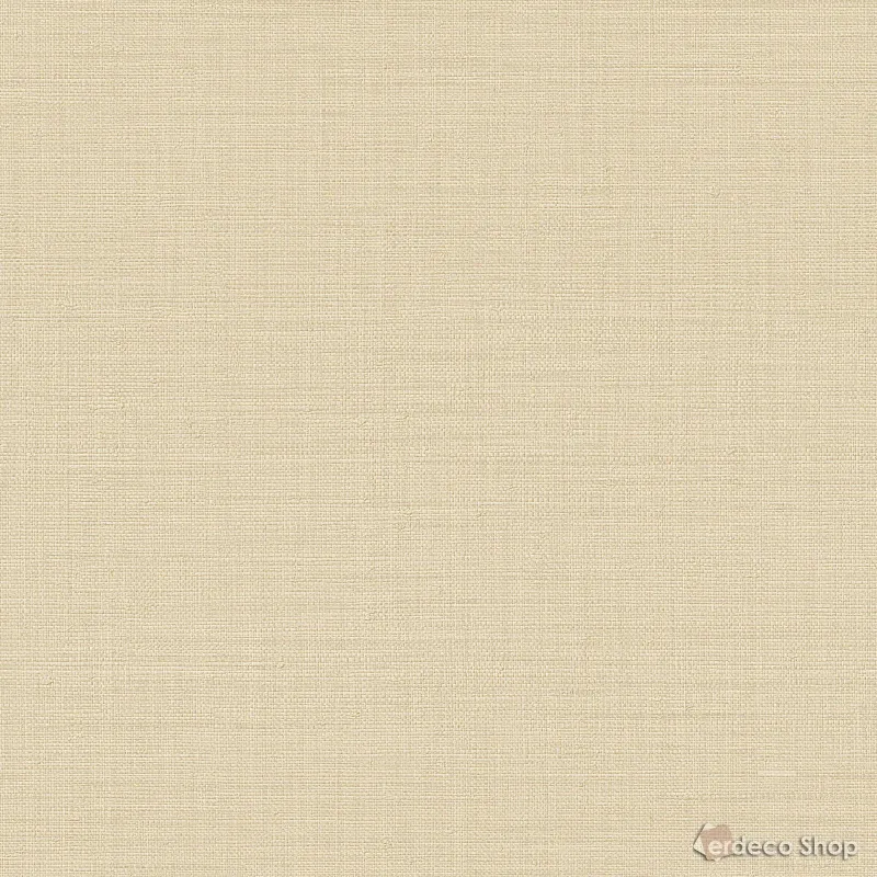 Plain linen-textured light beige non-woven wallpaper