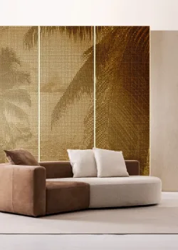 Trussardi 7 Z18978 Gold Gepunktetes Palmen TapetenPaneel