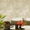 Trussardi 7 Z18922, Leinenstruktur Mosaik Tropisches Blatt Tapete, 7m²