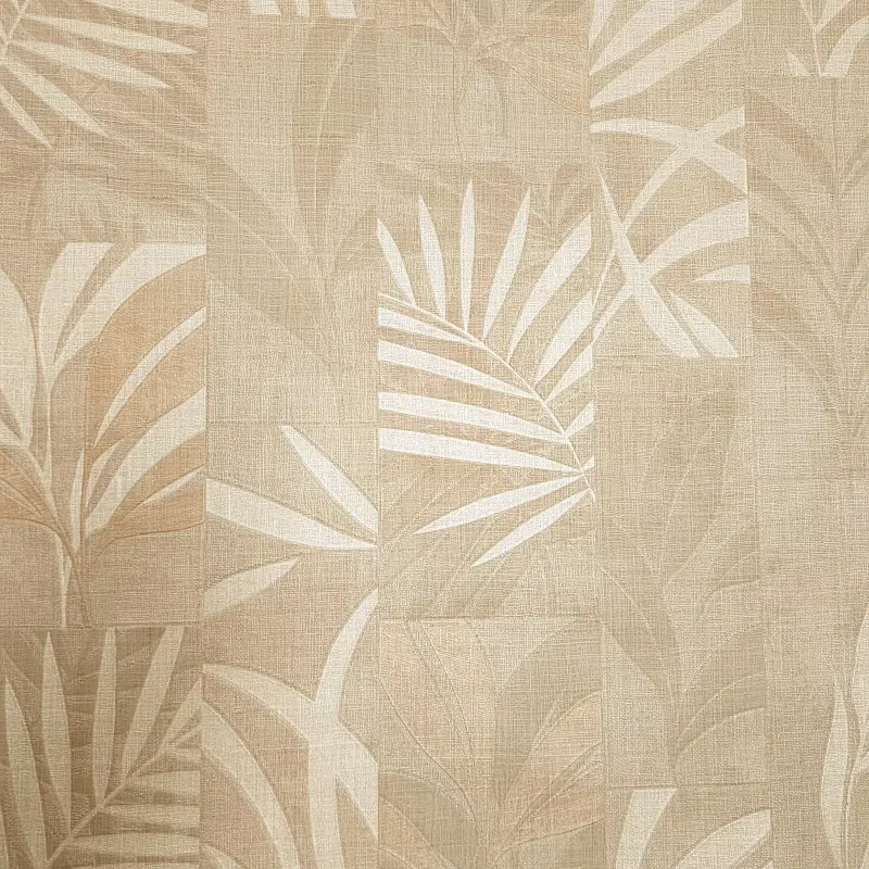 Trussardi 7 Z18922, Leinenstruktur Mosaik Tropisches Blatt Tapete, 7m²