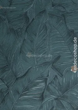 Trussardi 8 Z30305, Dunkelgrüne Tapete mit Großem Blättermuster, 7m²