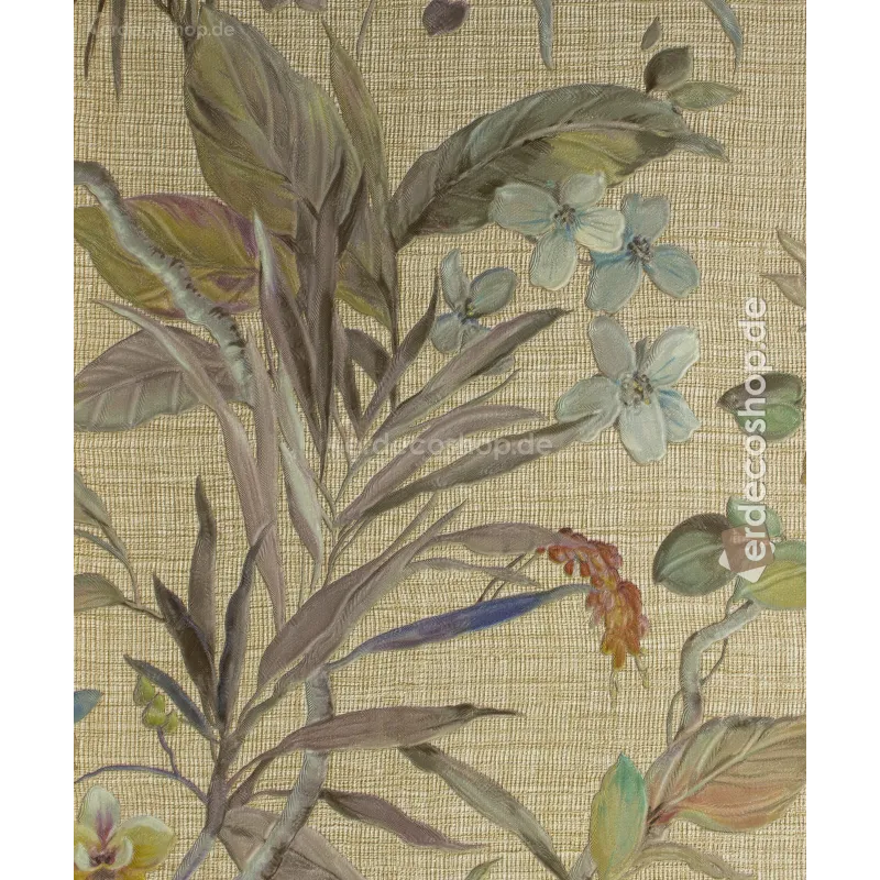 Tropische Blumen, beige Hintergrund, Pastelltöne moderne Tapete, Trussardi 8 Z30330
