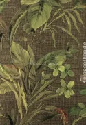 Trussardi 8 Z30332, Papier Peint Floral Tropical Fond Marron, 7m²