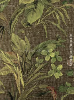 Trussardi 8 Z30332, Tropische Blumen Braun Hintergrund Tapete, 7m²