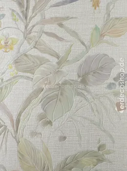 Trussardi 8 Z30335, Tropikal Çiçekli Açık Bej Fon Duvar Kağıdı, 7m²