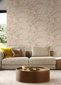 Trussardi 8 Z30338, Braun Hintergrund Tropische Blumen Tapete, 7m²