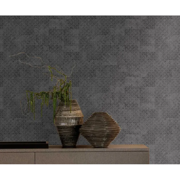 Gri geometrik desenli, soyut modern duvar kağıdı, Trussardi 8 Z30341