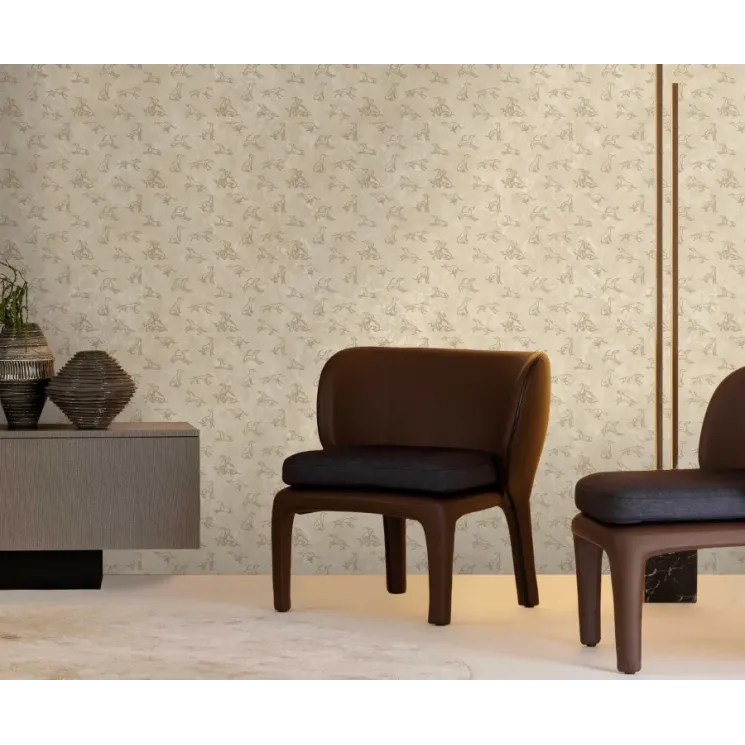 Braun- und bronzefarbenes Trussardi Z30354 Wandpaneel und Fototapete mit Levriero (Italienischer Windhund) Mustern, 6m²